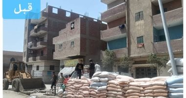 محافظة الجيزة تزيل تعديات مخزن أعلاف على الطريق العام بالطالبية