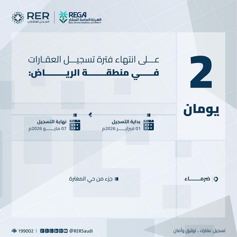 مهلة التسجيل العيني تنتهي لعقارات بضرماء والحديبية في 7 مايو 2026 — سبق
