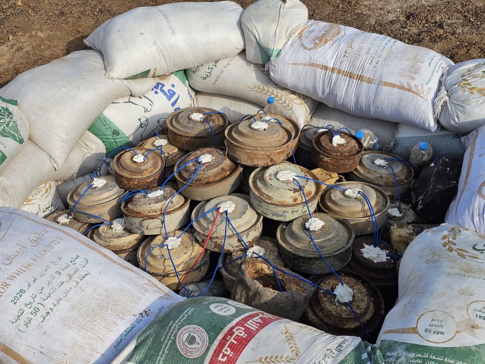 مسام يتلف 6011 لغماً وذخيرة من مخلفات الحرب في باب المندب بمحافظة تعز غربي اليمن
