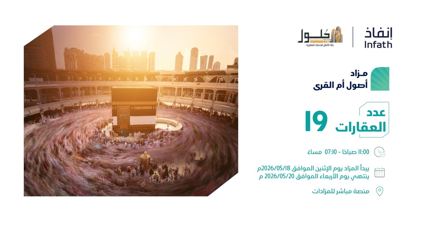 19 فرصة عقارية بمزاد أصول أم القرى في مكة المكرمة