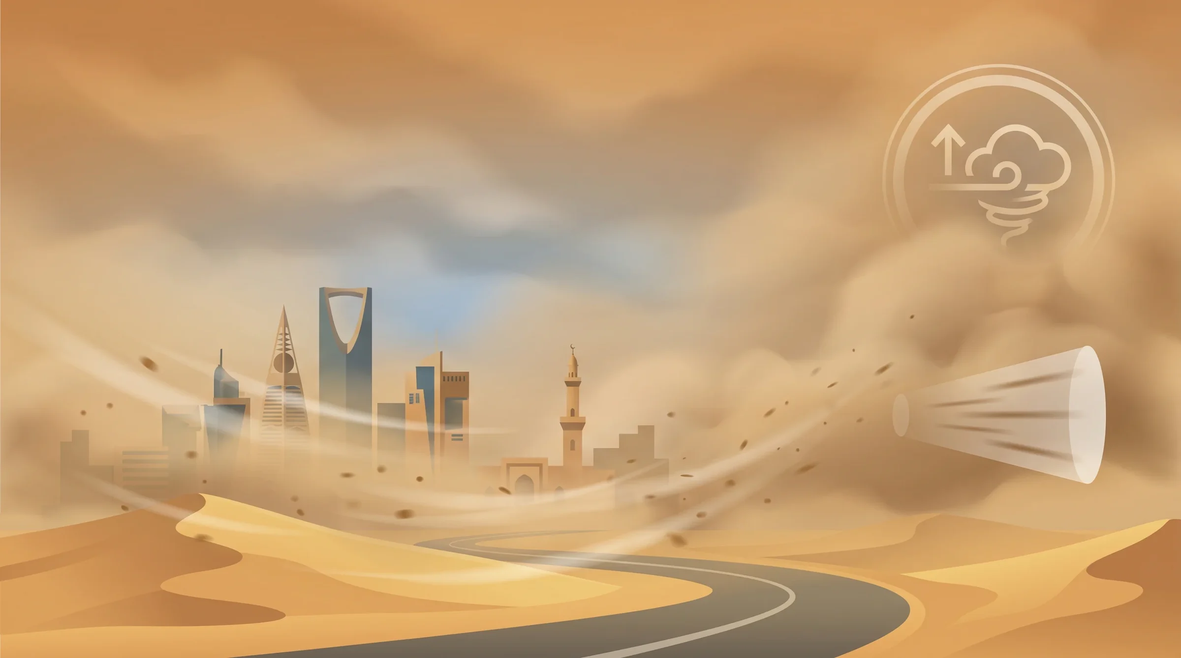 “الأرصاد” ينبه من أتربة مثارة ورياح نشطة على محافظات جنوب الرياض حتى صباح الأربعاء