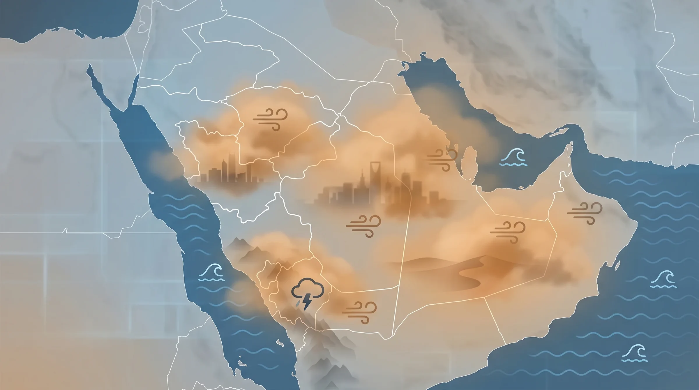 رياح نشطة وأتربة تحدّ من الرؤية على الرياض والشرقية ونجران تمتد لمكة المكرمة والمدينة المنورة
