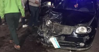 تصادم سيارة بمنطقة المنوفية يوقع إصابات بين زوجين جديدين