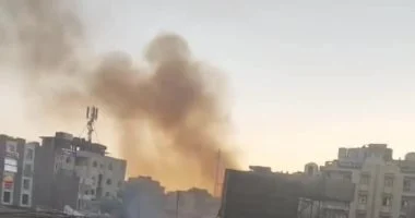 النيابة تعاين حريق ورشة نجارة بمنشأة ناصر