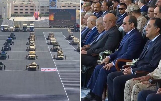 الرئيس السيسي يشهد استعراض مجموعة من المعدات والمركبات المستخدمة في مهام القضاء على العناصر الإرهابية