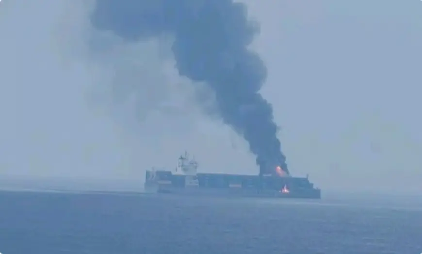 Oil tanker catches fire off the coast of Oman after being targeted amid ambiguity about who carried it out