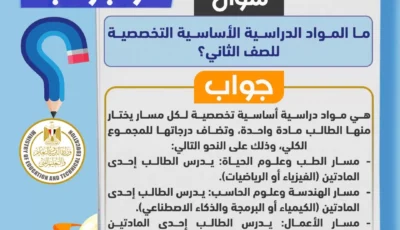 المواد التخصصية لطلاب الصف الثاني بالبكالوريا المصرية