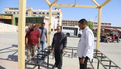 رئيس جامعة قنا يتابع أعمال تطوير البنية التحتية والمناطق الخدمية بالحرم الجامعي