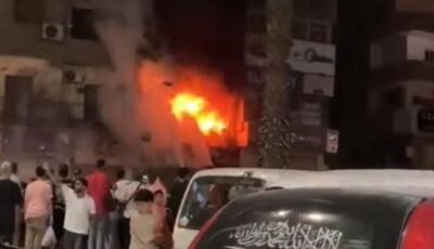 لحظة السيطرة على حريق إحدى البازارات بمنطقة سقارة في فيصل (فيديو)