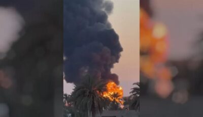 للمرة الرابعة، مسيرة انتحارية تستهدف مجددًا مصفاة الزاوية بالتزامن مع اشتعال النيران من الخزانات (فيديو)