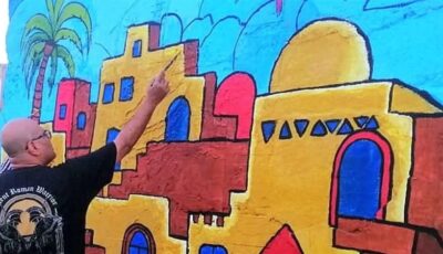 ضمن مشروع فنان، استكمال اللمسات الأخيرة على جدارية “مصريات” بمجمع فنون 15 مايو