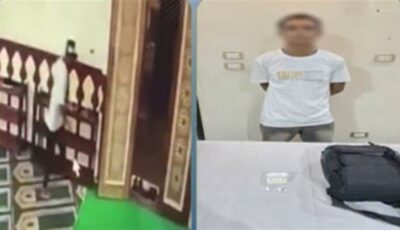سرقة في بيت الله، فيديو يكشف لص سرق حقيبة موظف داخل مسجد بالمنوفية