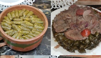 طريقة عمل طاجن ورق العنب بشرائح اللحم