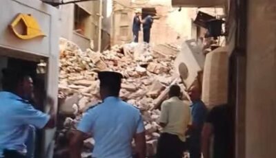 تفاصيل انهيار عقار مكون من ثلاث طوابق في الإسكندرية